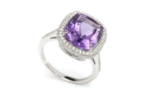 18ct White Gold Amethyst & Diamond Ring