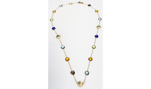 9ct Gold Multi-Stone & Satin Bead Necklet