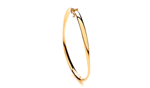 9ct Gold Polish Oval Twist Hinge Bangle 