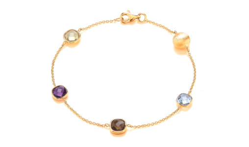 9ct Gold Multi-Stone & Satin Bead Bracelet 