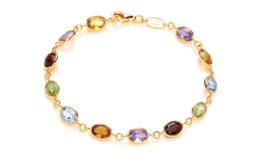 9ct Y/G 5x7mm Multi Semi Precious Multi Stone Set B/L - 19cm