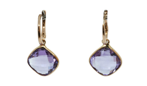 18ct Gold & Amethyst Earrings